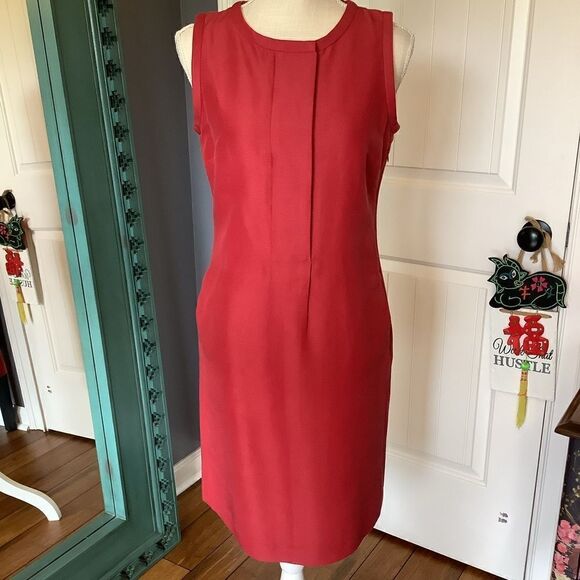 Talbots Dresses & Skirts - Talbots Red Cotton/Silk Sheath Dress 🌼👗❤️